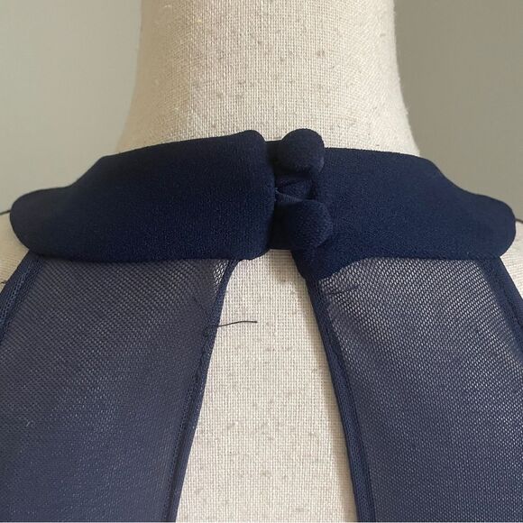 B Darlin Fit & Flare Halter Mini Dress sz 1/2 Navy Blue Mesh Cutout Party Dress - Picture 10 of 16